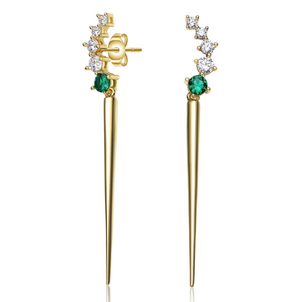 Sterling Silver 14K Gold Plated Cubic Zirconia Earrings